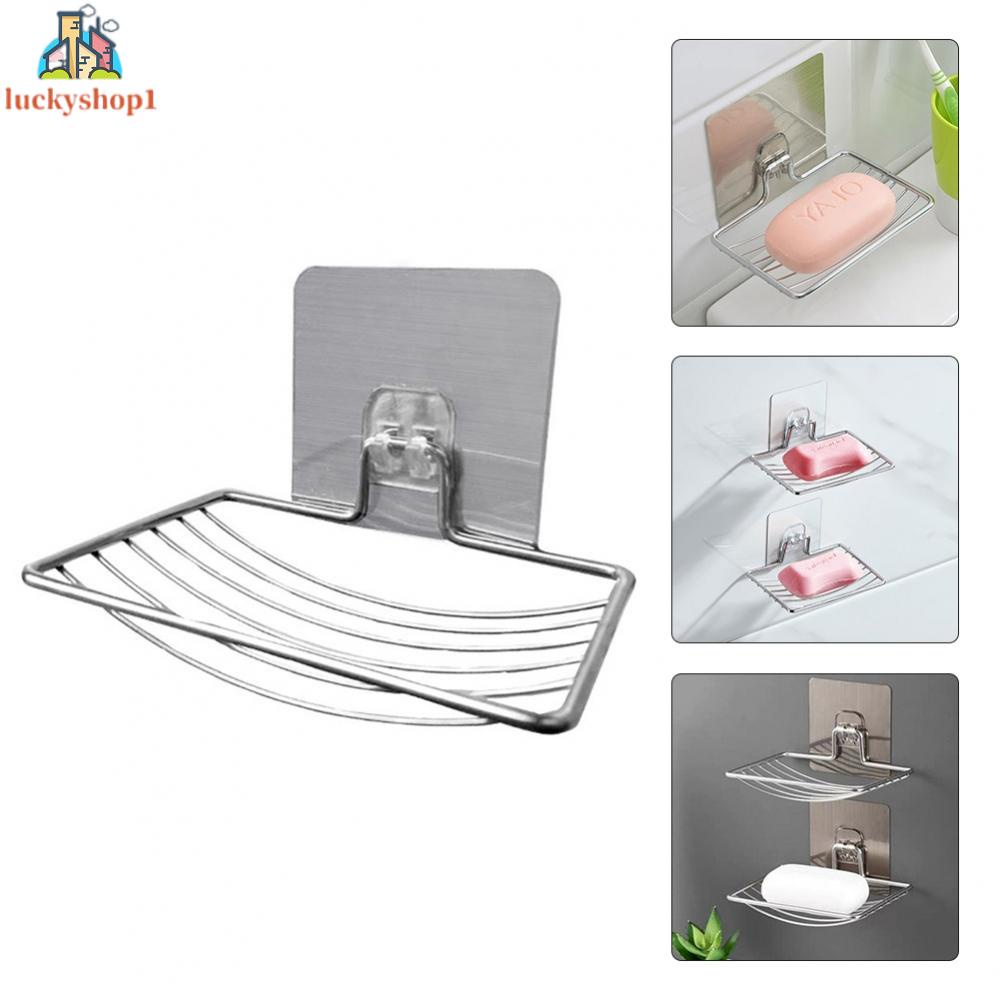 Giá xà phòng treo tường bằng thép không gỉ 13 * 9cm Một lớp đục lỗ thoát nước Hộp xà phòng Phòng tắm Treo tường Kệ đựng xà phòng