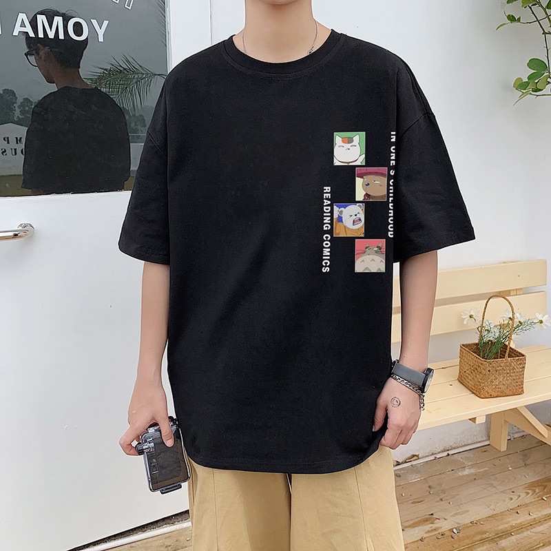 Bộ thể thao nam nữ- Bộ áo thun tay lỡ và quần kaki hình in gấu dễ thương- Size M L XL