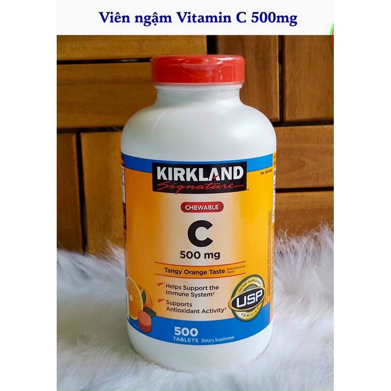 🍓🍒[HSD 06/2023] Viên ngậm Bổ Dung Vitamin C Kirkland Signature Chewable Vitamin C Kirkland 500mg🍊🍋