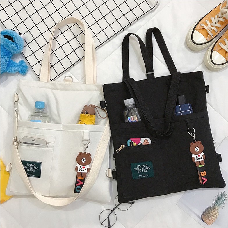 Túi đeo chéo canvas cute túi vải xách tay học sinh nữ đẹp phong cách Hàn Quốc MEOW STORE TX03