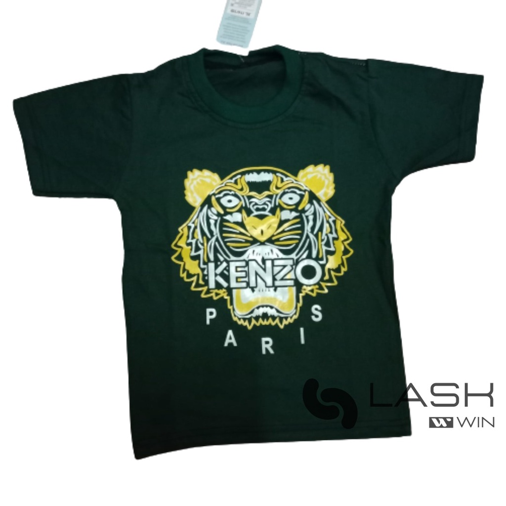 Promo Contents 3 II LASK Áo Thun Cotton Màu Xanh Lá Cây KENZO Quân Đội Cho Trẻ Em