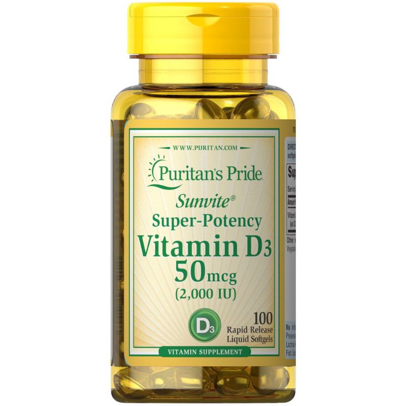 Viên uống bổ sung vitamin D3 25mg - 50mg 100v puritan's Pride