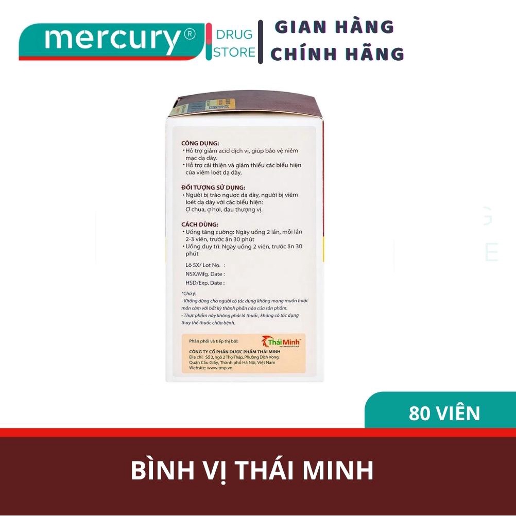 Viên Uống Bình Vị Thái Minh Hỗ Trợ Giảm Acid Dịch Vị & Bảo Vệ Niêm Mạc Dạ Dày 80 Viên