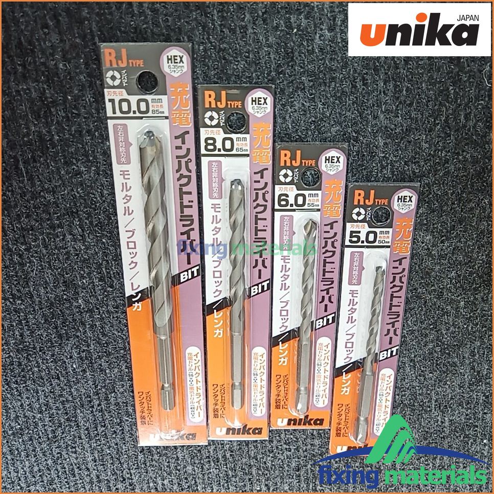Set tùy chọn mũi khoan lục giác UNIKA mã RJ, các size 5-6-8-10