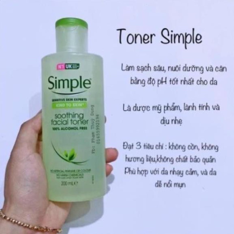 Nước hoa hồng Simple 👄 Toner không cồn cho da dịu nhẹ - Nước cân bằng da nhạy cảm | BigBuy360 - bigbuy360.vn