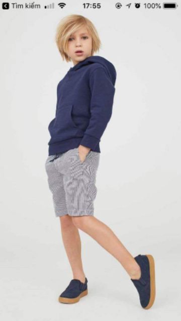 Quần short sọc đen kaki bé trai HM dư xịn