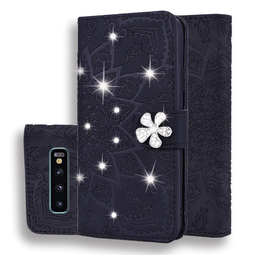 Lekaari Bao da điện thoại mềm nắp lật tích hợp ví họa tiết dập nổi cho Samsung Galaxy S10 S9 S8 Plus Lite S10E