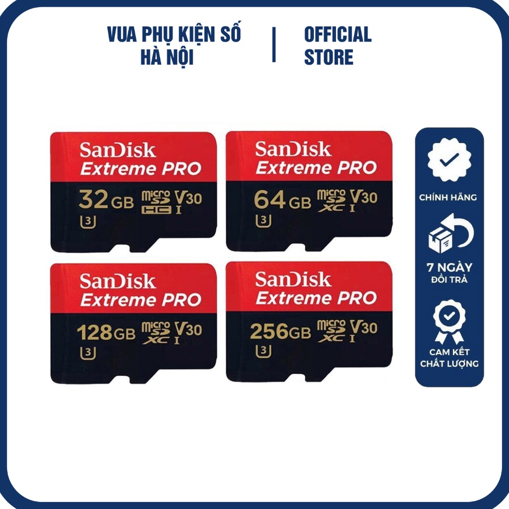 Thẻ Nhớ Sandisk Extream Pro A2 128GB 64GB Micro SD 160Mb/S Dùng Cho Điện Thoại Máy Ảnh -Tốc Độ Cao-Bảo Hành 3 Năm 1Đổi 1