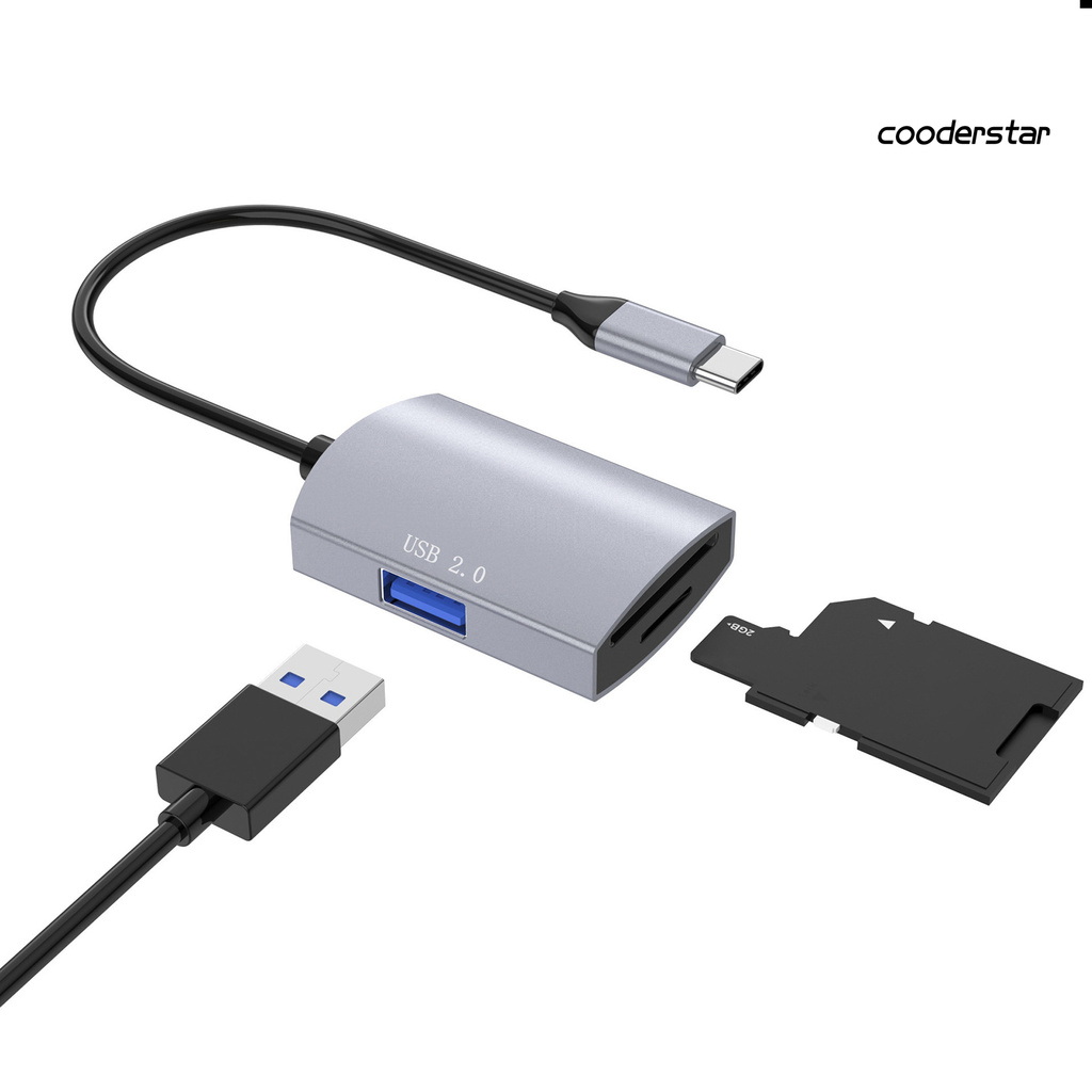 Đầu Đọc Thẻ Nhớ 3 Trong 1 Type-C Hub Usb2.0