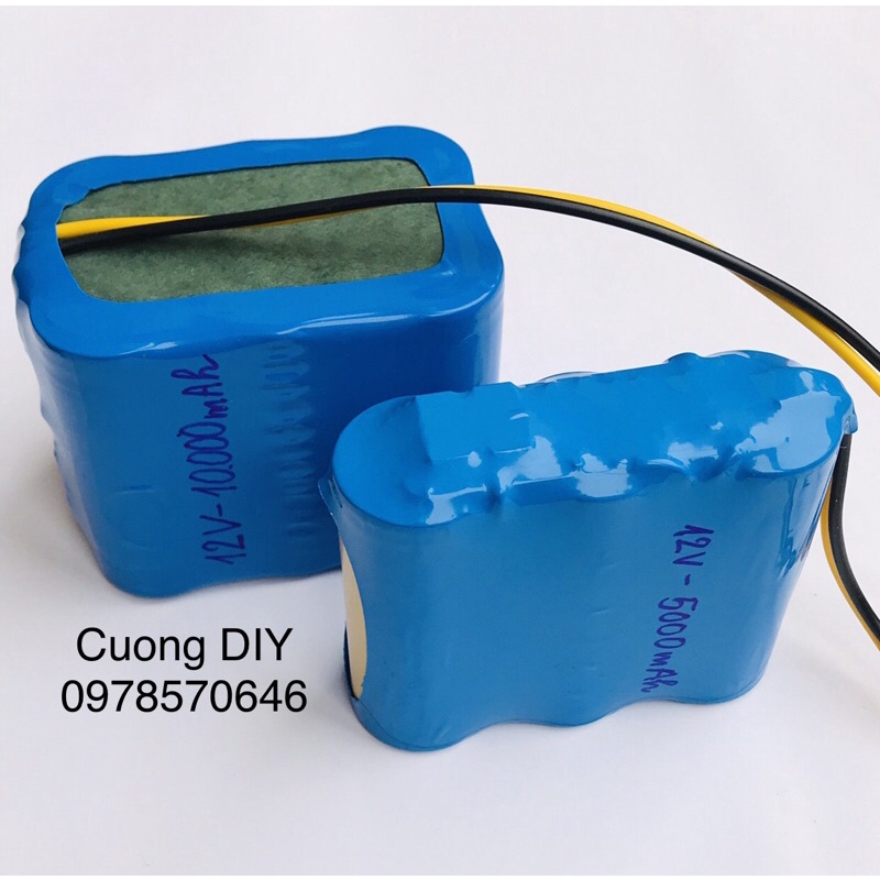 Pin 3S - 12V dung lượng lớn (10000mAh) cho Quạt, Loa , Đèn.