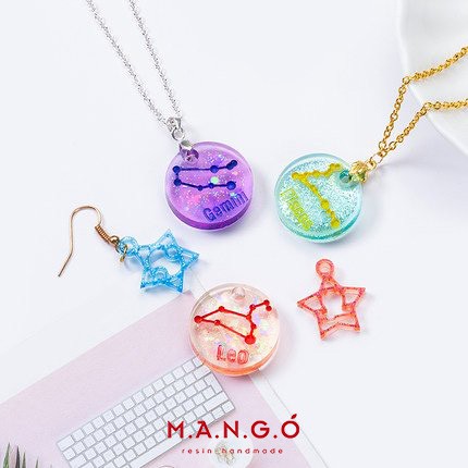 Khuôn cung hoàng đạo làm móc khoá, mặt dây chuyền DIY đổ resin xinh xắn MK09