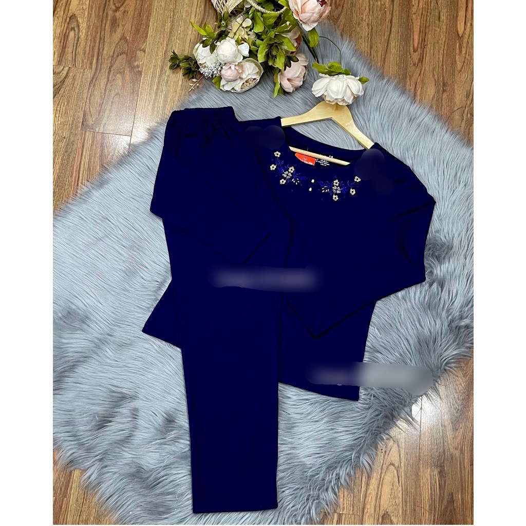 Bộ Nỉ Da Cá Trung Niên THu Đông Hoa thêu rõ nét