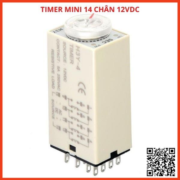 Timer mini hẹn giờ H3Y-4 điện áp 12VDC, relay đếm thời gian, công tắc tự động 14 chân tặng kèm chân đế PYF14