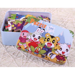 Sỉ giá tốt - Ghép hình puzzle hộp sắt 100 mảnh nhiều mẫu