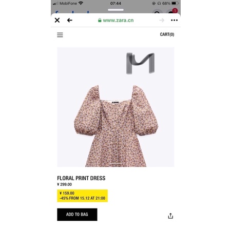 Pass đầm tay phồng Zara sale China