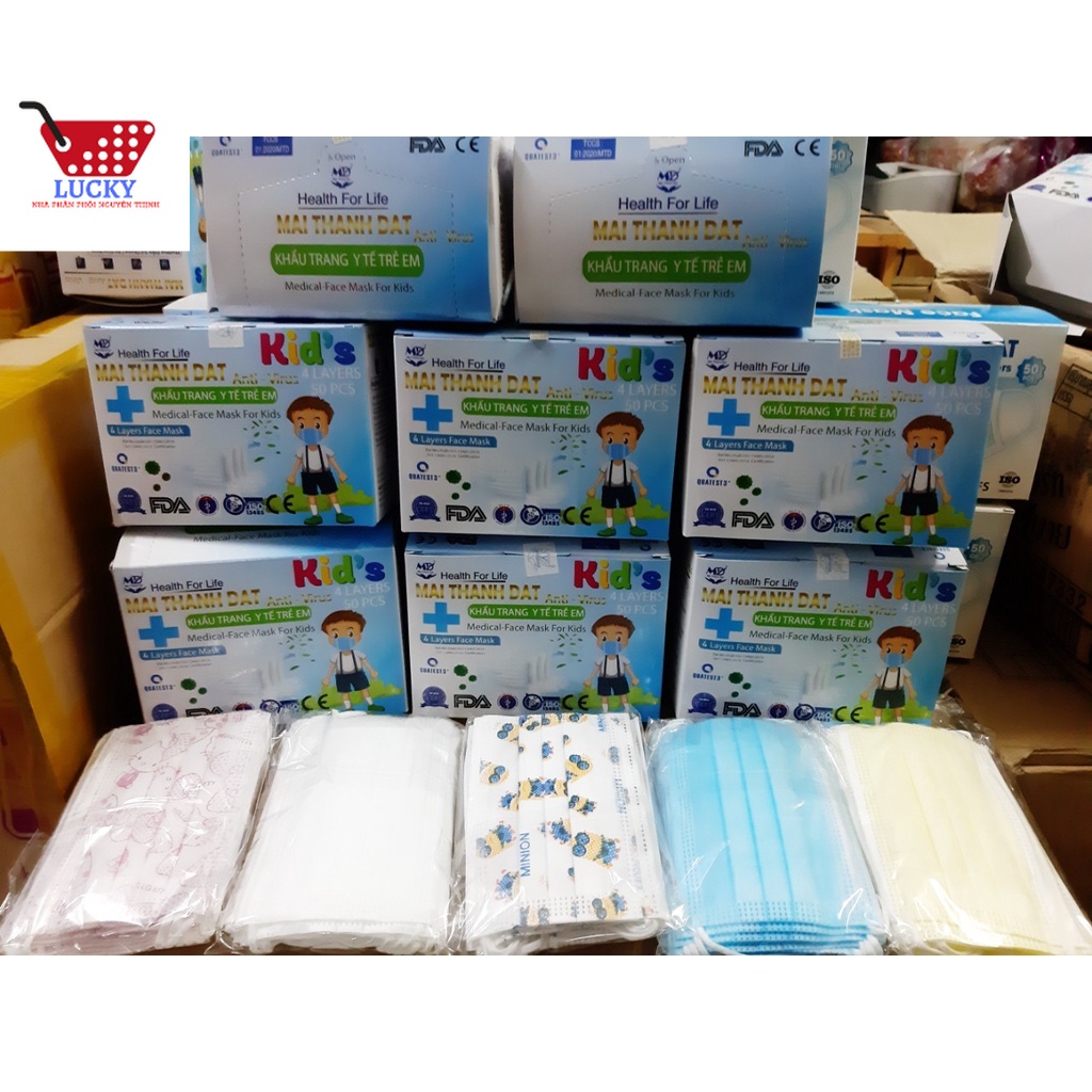 (Cao Cấp) Khẩu Trang Em bé Cao Cấp- MAI THANH DAT- Kháng Khuẩn 99,9%- 1 hộp/50 cái