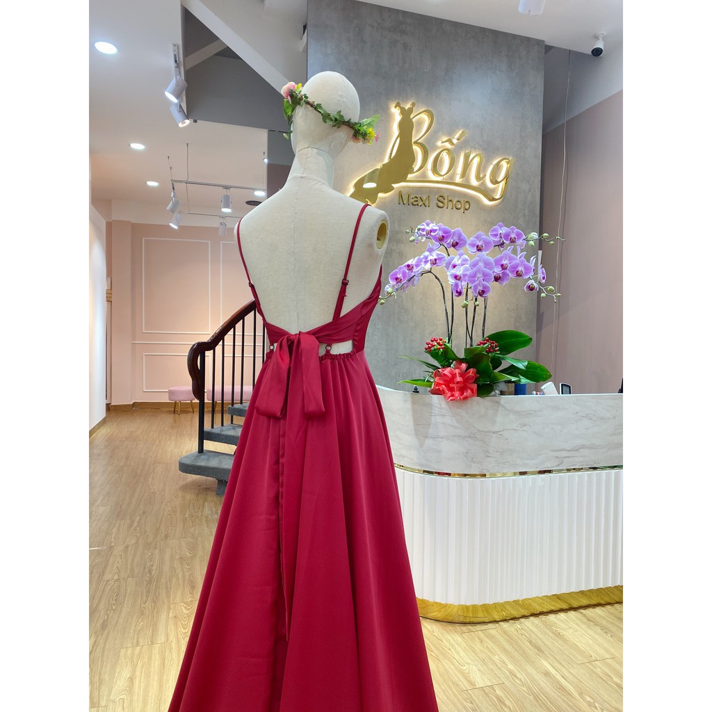 BỐNG MAXI SHOP - DDH531 - Đầm Dạ Hội Satin Nơ Lưng Đuôi Cá