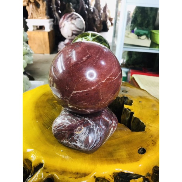 Bi đá màu đỏ spentine đk 13 cm