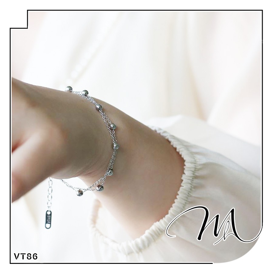 Lắc tay nữ Titan dây bi đôi đơn giản dễ thương - Măng’s House VT86