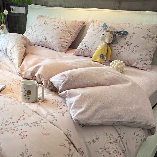 Bộ chăn ga gối cotton organic Hoa đào phai Dreamhomebedding