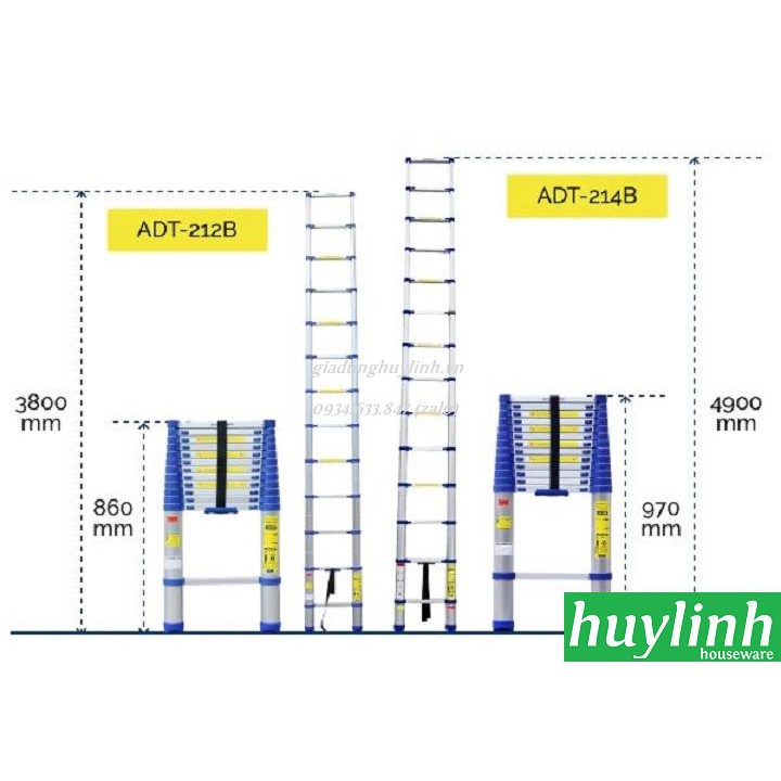 Thang nhôm rút đơn Advindeq ADT214B - 4.9 mét