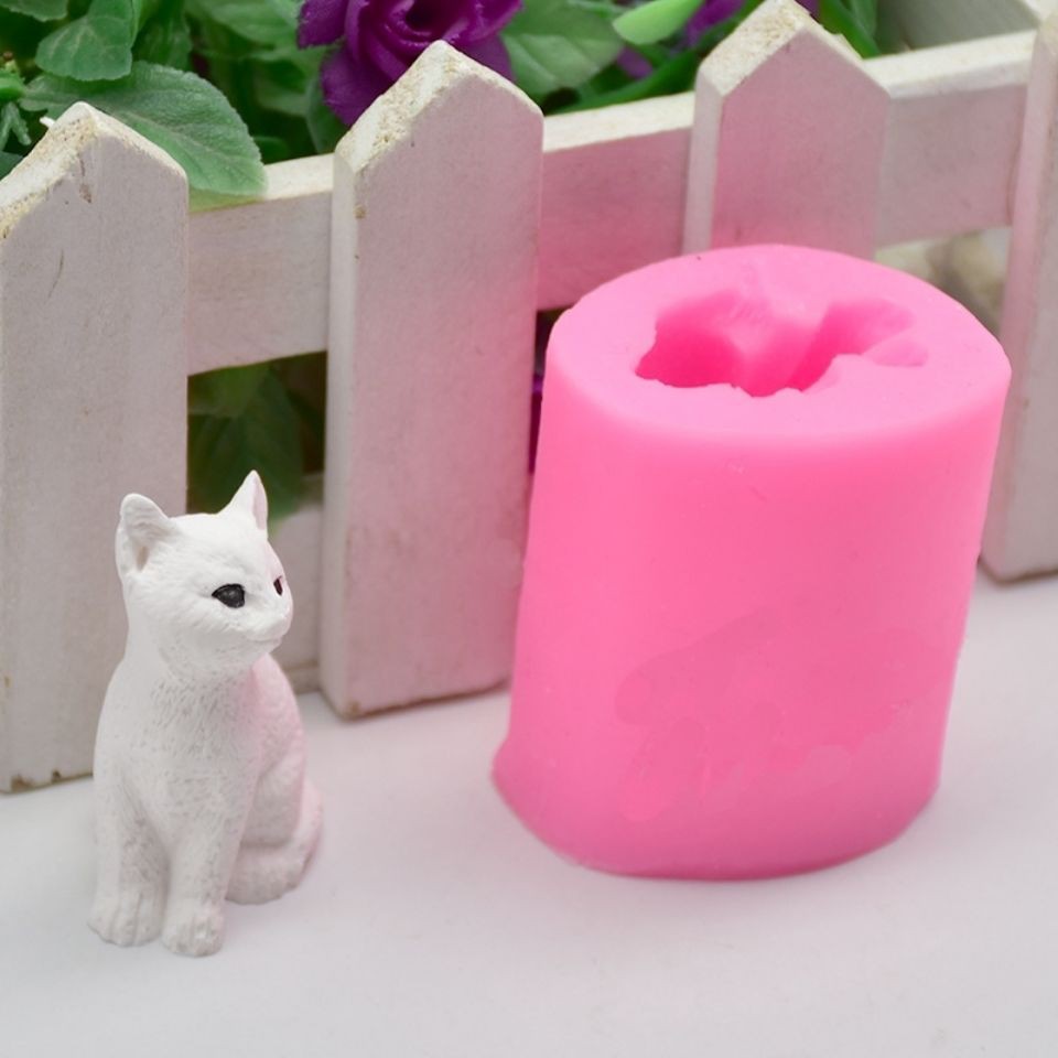 Khuôn mèo hoạt hình ba chiều dễ thương làm bánh sô cô la bằng kẹo mềm tự silicon đất sét lỏng