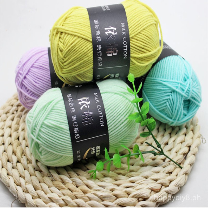 Cuộn chỉ đan len dệt kim thủ công 4 sợi cotton sữa mịn