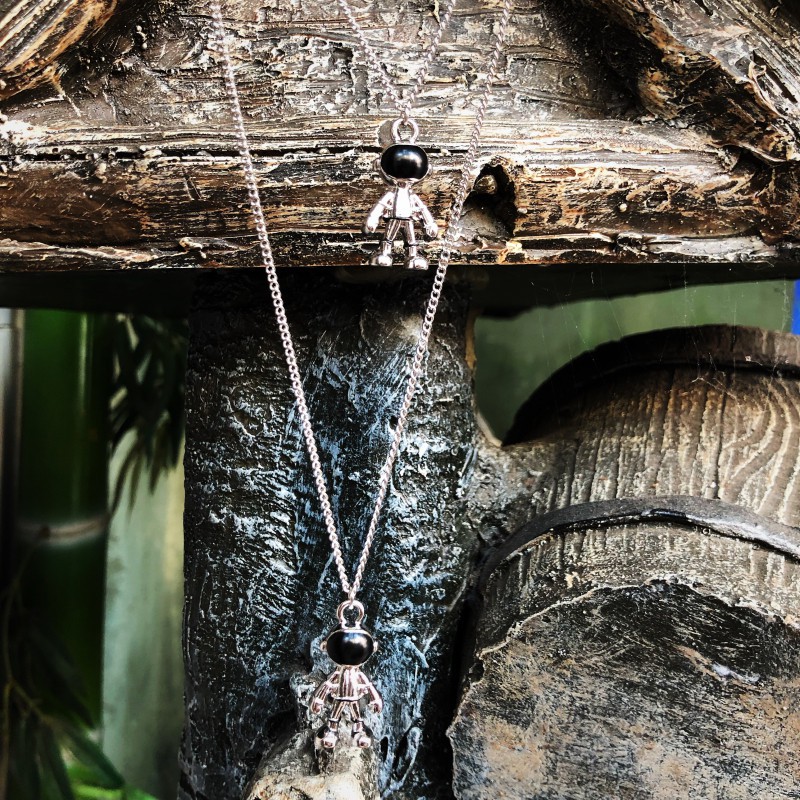 Dây Chuyền Bằng Thép Titan Thời Trang 1239500Dây Chuyền Mặt Phi Hành Gia Phong Cách Hiphop Hàn Quốc