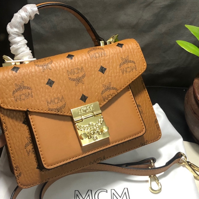 Túi xách / túi đeo chéo nữ MCM da thật cao cấp thiết kế hai ngăn riêng biệt