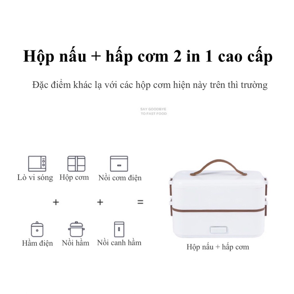 Hộp Cơm Cắm Điện 2 Tầng Đun Nóng Đồ Ăn Bằng Hơi Nước - Hộp Cơm Cắm Điện Văn Phòng Tiện Lợi, Nhỏ Gọn, Dễ Dàng Sử Dụng