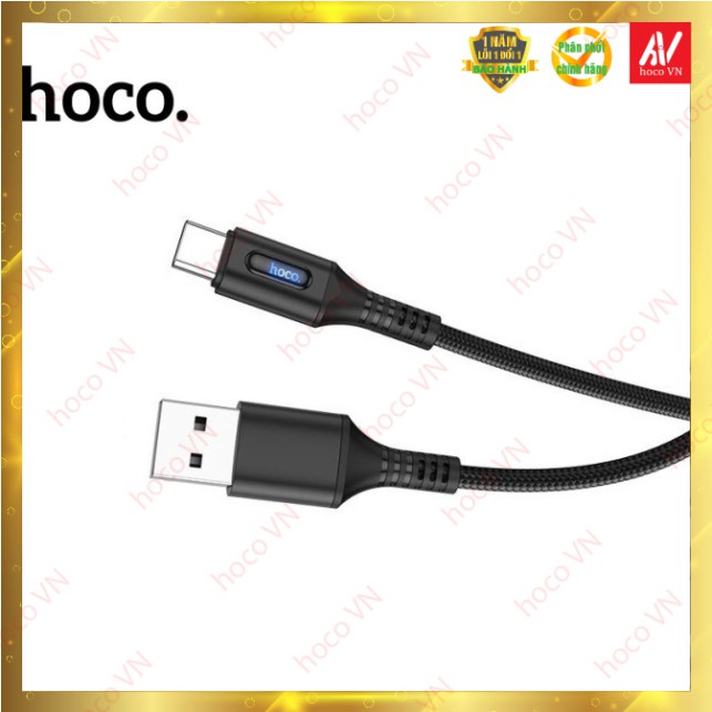 Cáp Sạc Nhanh Hoco U79 Type-C tích hợp đèn báo trên chuôi sạc và hỗ trợ truyền dữ liệu ,tự ngắt khi pin đầy