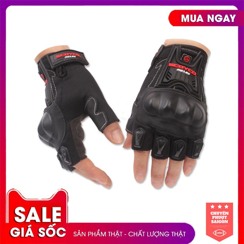 GĂNG TAY THỂ THAO SCOYCO MC29D HỞ NGÓN GÙ NHỰA BẢO VỆ BÀN TAY KHỎI CHẤN THƯƠNG ĐI PHƯỢT