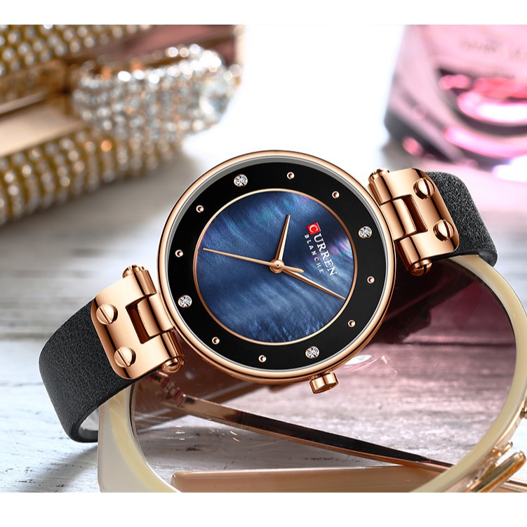 Đồng hồ Quartz CURREN 9056L với dây đeo bằng da chống thấm nước thời trang cao cấp