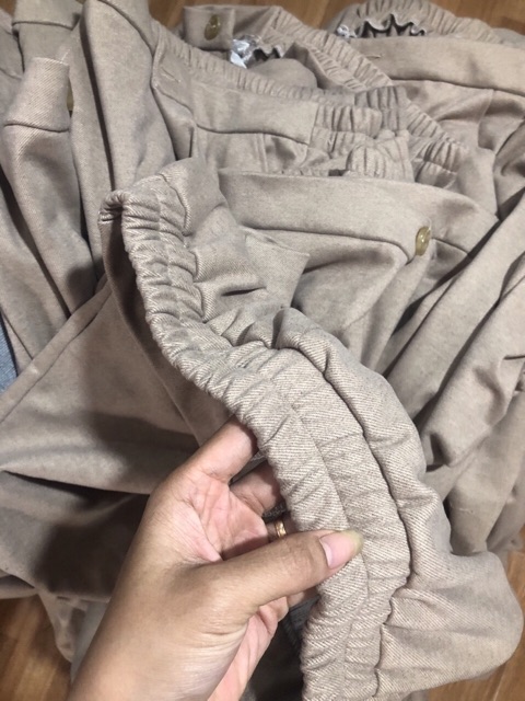 (ảnh thật +video) quần baggy dạ nữ cạp cúc chun lưng | BigBuy360 - bigbuy360.vn