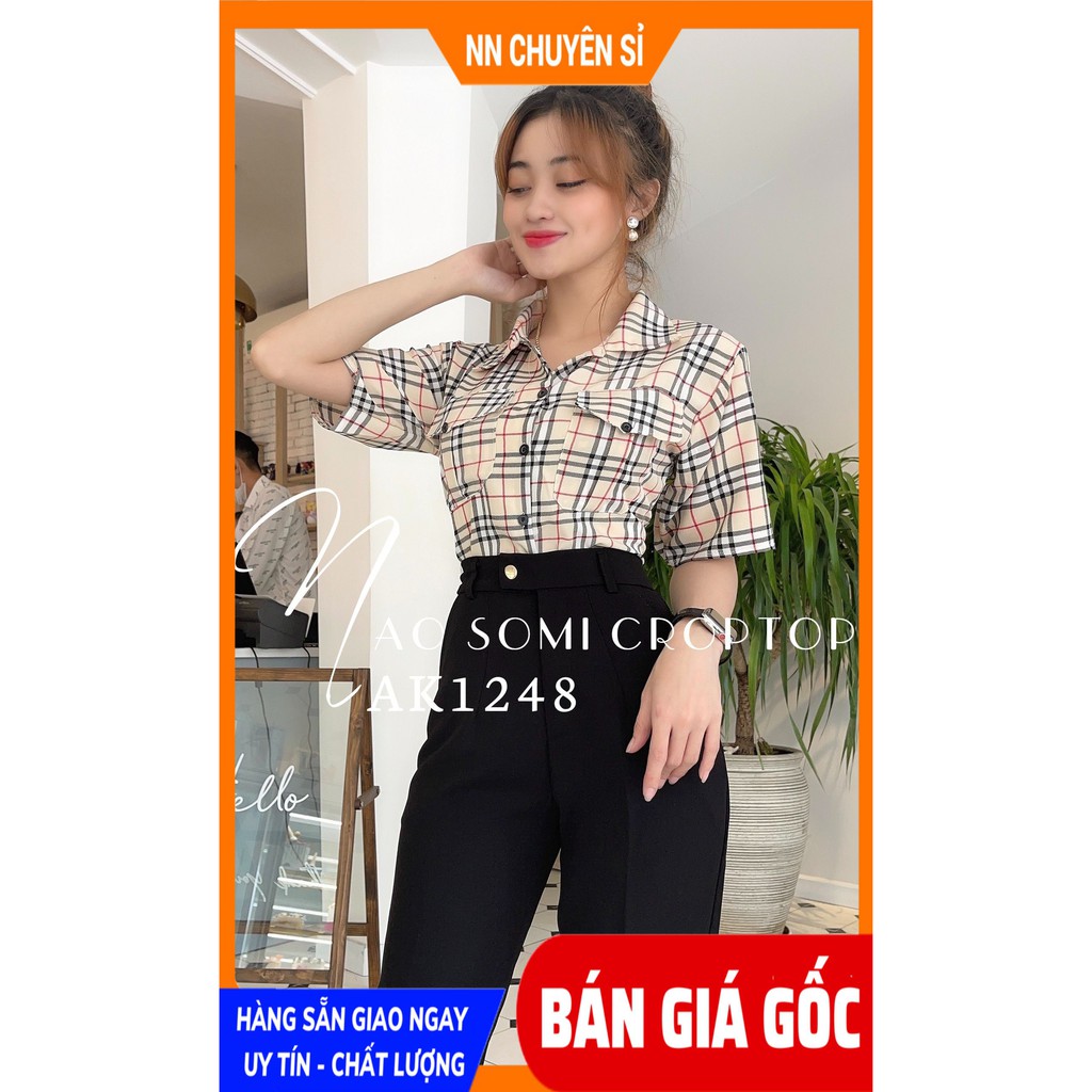 Áo sơ mi bbr nữ sọc kẻ hàng đẹp vải mềm phom dưới 47kg