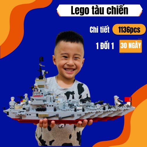 Bộ lắp ráp tàu chiến 1136 pcs, Lego cỡ lớn, đồ chơi lắp ghép mô hình tàu chiến