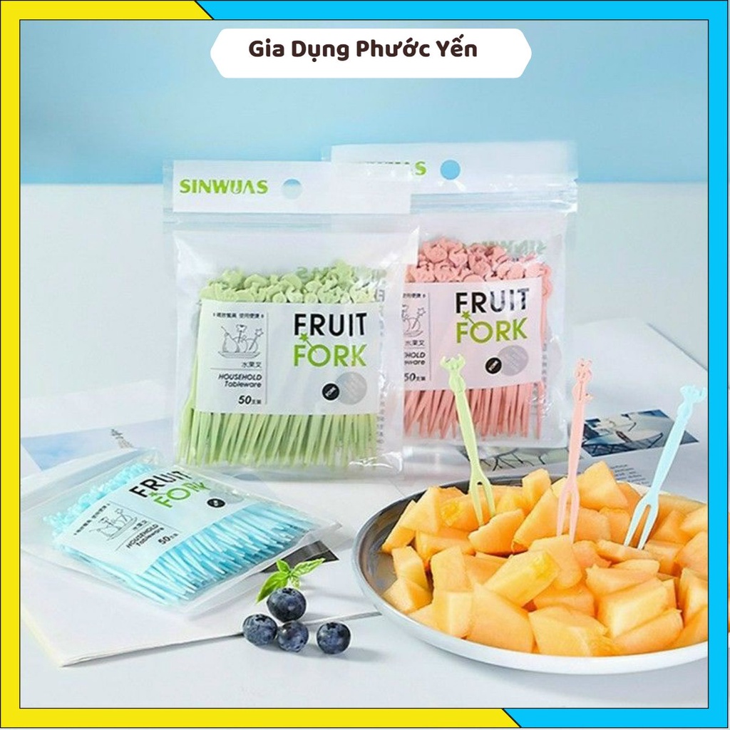Set 50 dĩa cắm hoa quả bằng nhựa tiện lợi