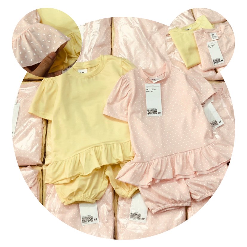 ⚡Freeship⚡Set 2 bộ quần áo HM bé gái size 1-6T