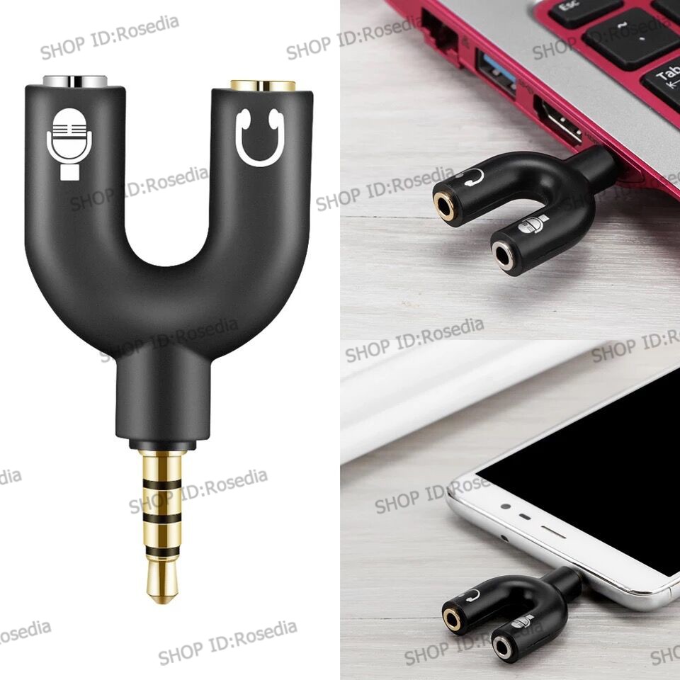 Mobile Live 3.5mm U-shape Double Jack Adapter Broadcast Earphone Adapter Plug Stereo Headphone Splitter PC/MP3 Smartphone Player Audio Cables