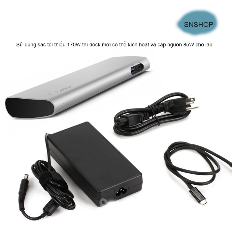 Hub Belkin Thunderbolt 3 Dock- Xuất 2 màn hình 4K 60HZ bên ngoài cùng lúc, sạc 85W cho laptop, M.a.c - SNSHOP