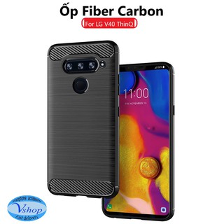 Ốp lưng LG V40 ThinQ chống sốc phay xước vân carbon hấp thụ nhiệt, Ốp chống sốc LG V40 ThinQ