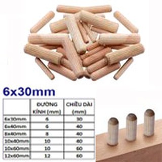 (1 Kg ) Chốt gỗ phi 6-8-10-12mm D 30-40-60 mm