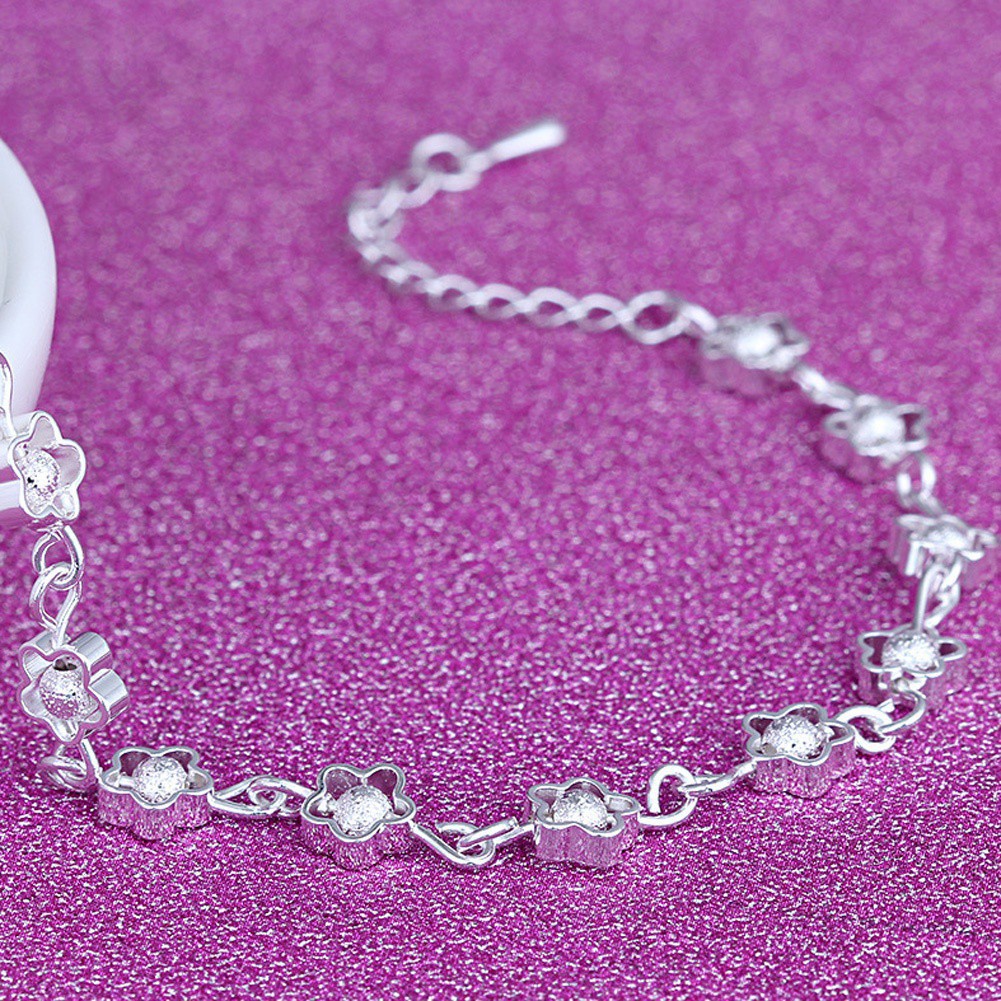 Vòng tay bạc 925 hình hoa thiết kế đơn giản xinh xắn | BigBuy360 - bigbuy360.vn