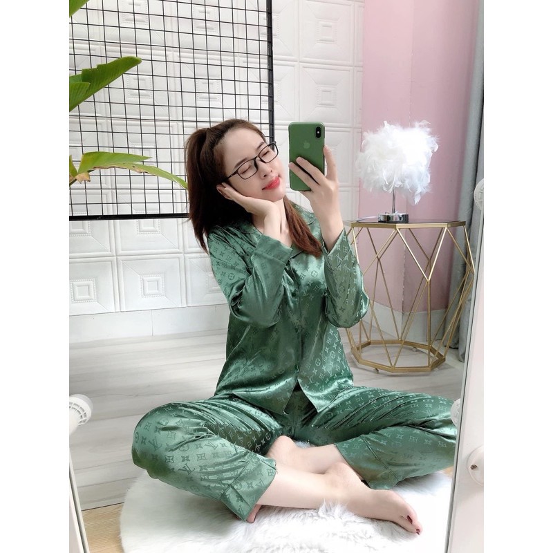 Bộ Pijama Mặc Ở Nhà - Bộ Lụa Gấm Dài Tay Họa Tiết Đẹp | BigBuy360 - bigbuy360.vn