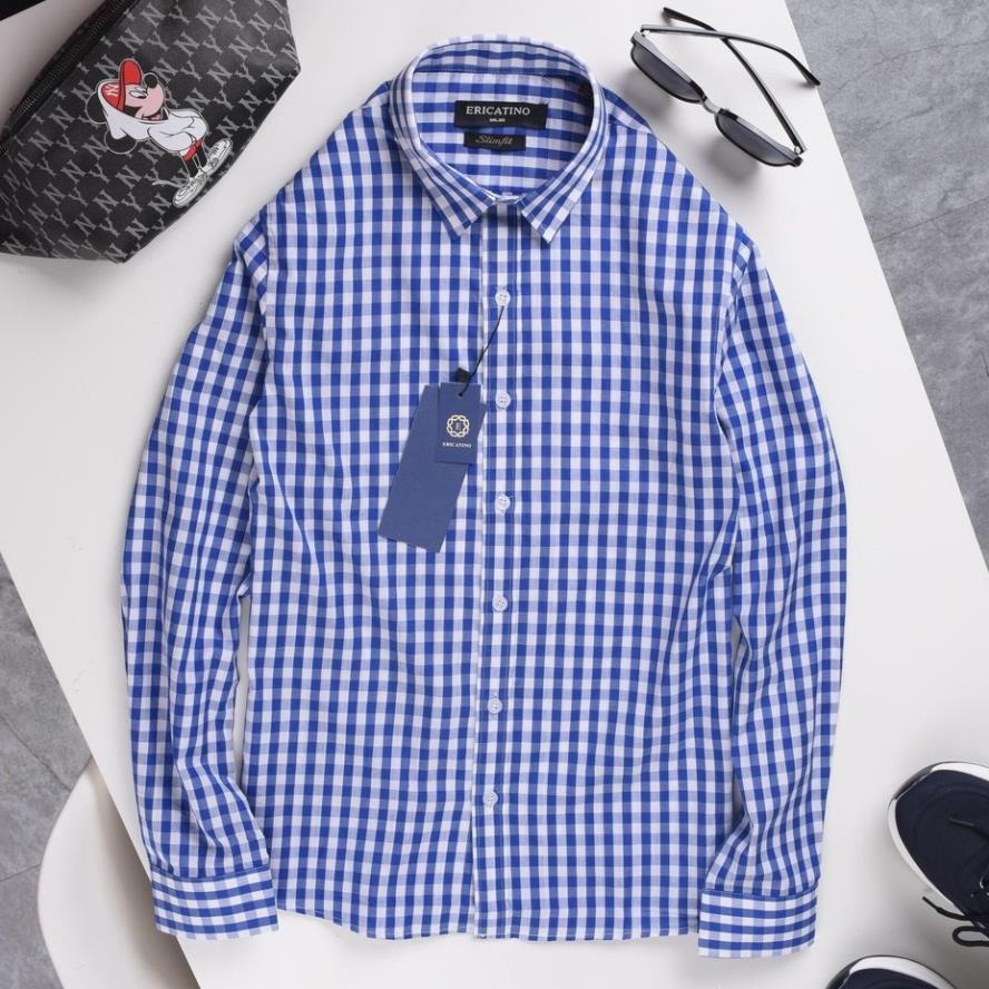Áo sơ mi nam dài tay gấp hộp Kẻ Ca Rô Vuông cao cấp, chất vải cotton mịn phong cách công sở(SMKV) Đẹp