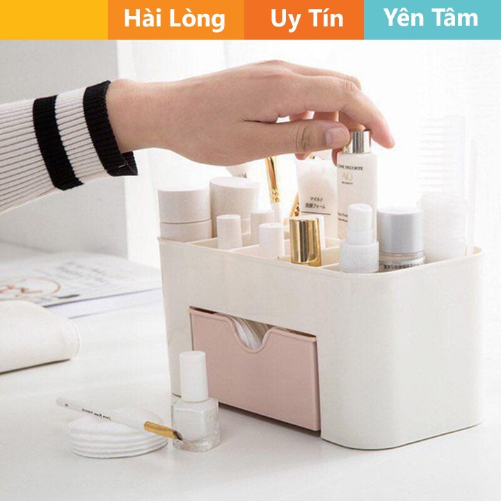 Kệ mỹ phẩm bằng nhựa mini có ngăn kéo tiện dụng