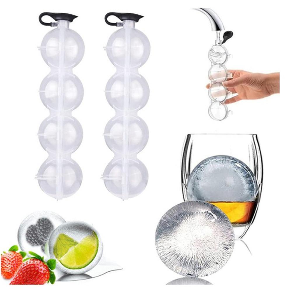 Khuôn Silicone Làm Đá Viên Tròn 4 Ngăn DIY E0G1 Tiện Lợi