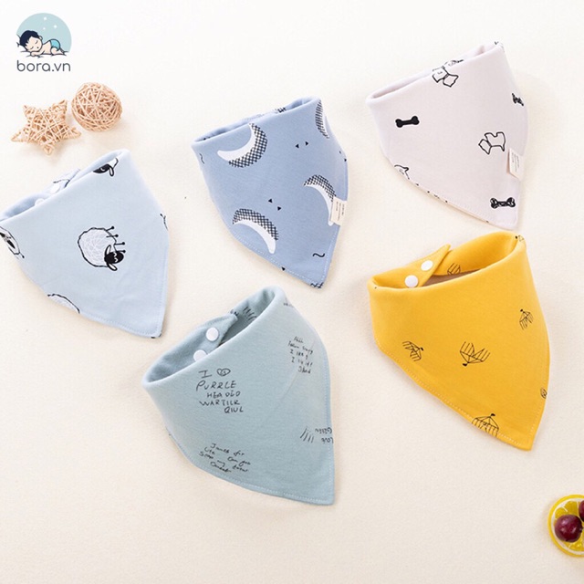 Set 10 yếm tam giác cotton 2 lớp siêu mềm cho bé