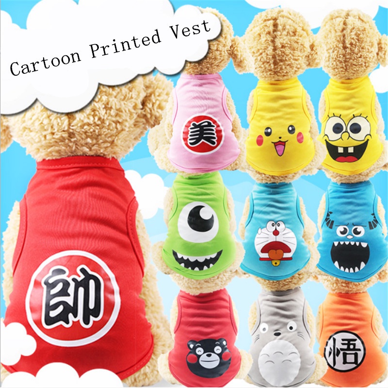 &lt;cutepethome&gt;Áo Thun Họa Tiết Hoạt Hình Thoáng Khí Thời Trang Mùa Hè Cho Thú Cưng / áo chó /quần áo cho chó