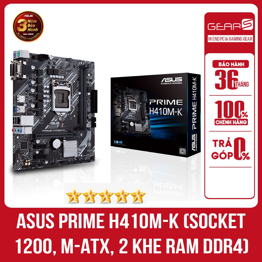 Bo mạch chủ ASUS PRIME H410M-K (Intel H410, Socket 1200, m-ATX, 2 khe Ram DDR4)